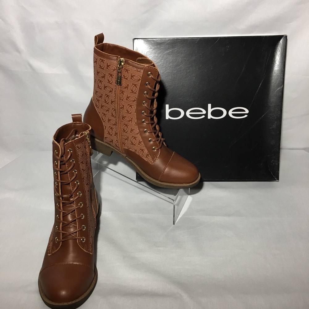 Bebe Olsen Cognac combat boots